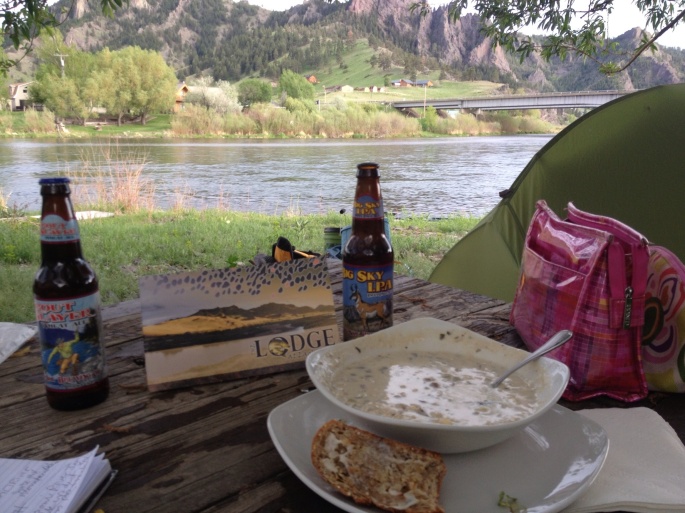 Courtney and 5-star chef Jeffrey took great care of me while I was camped down by the river under the willow tree. The BEST corn chowder, buttered bread and Montana beers! I will never forget their kindness.